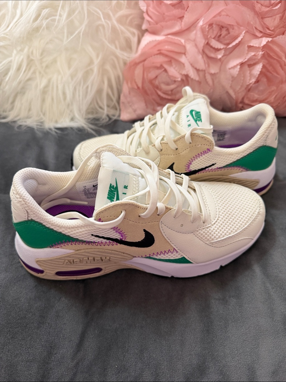 Nike Women’s Air Max Sneaker - White, Green, Purple